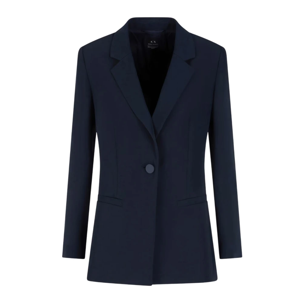 Armani Exchange Blauwe Klassieke Knoopblazer Jas Blue Dames