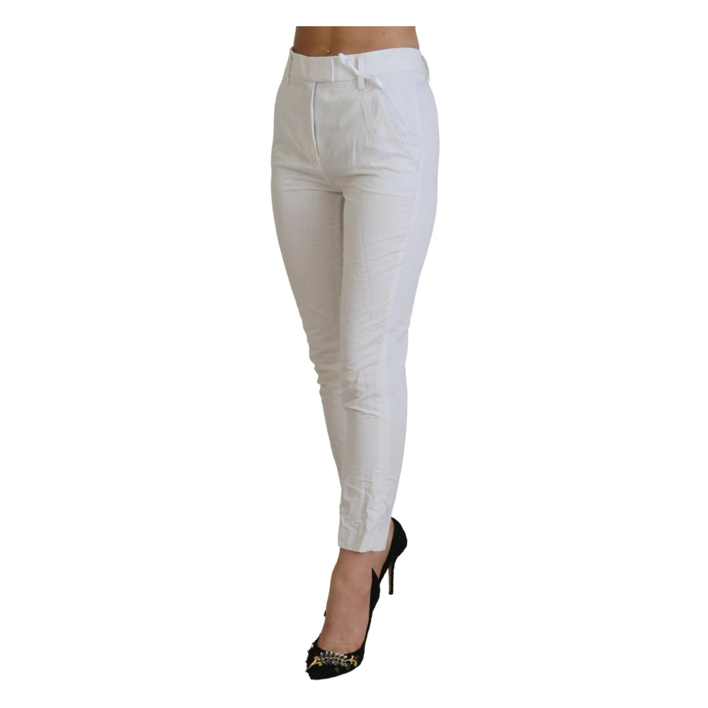Dondup Witte hoge taille taps toelopende broek White Dames
