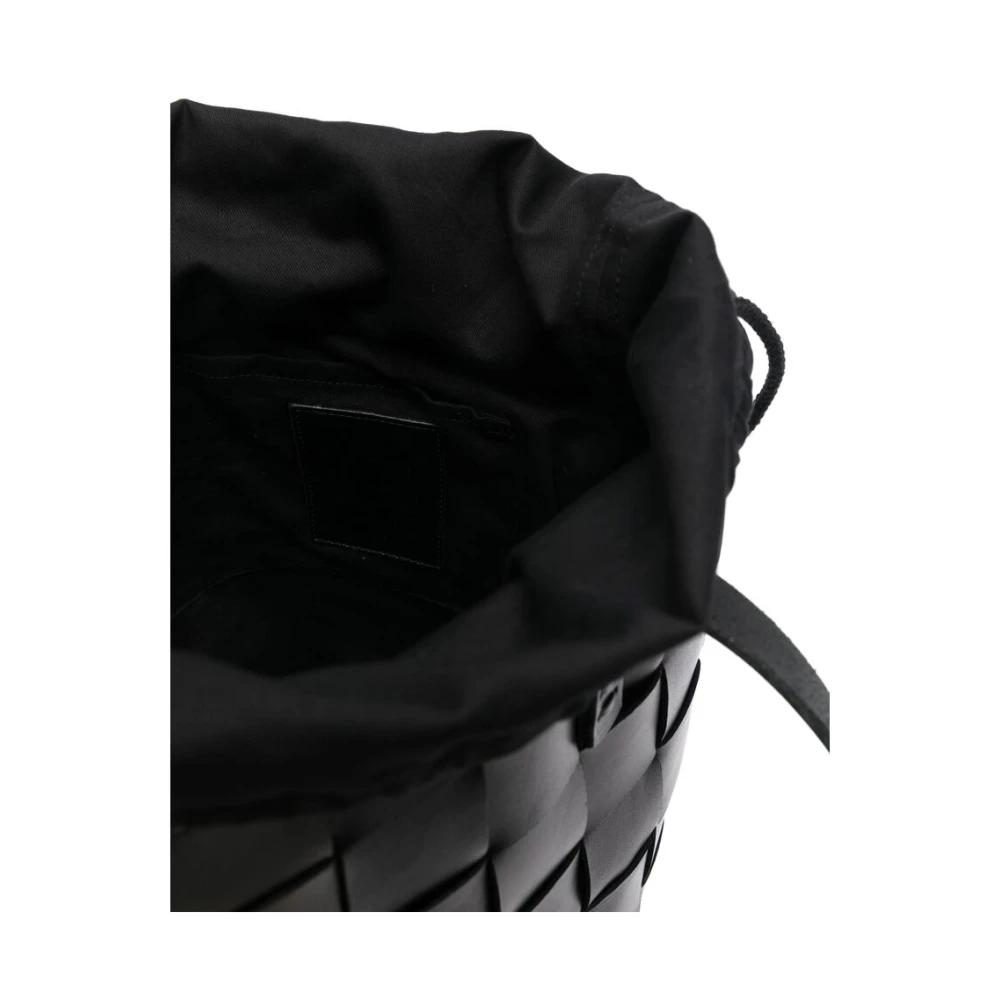 Dragon Diffusion Zwarte Cross-Woven Leren Trekkoordtas Black Dames