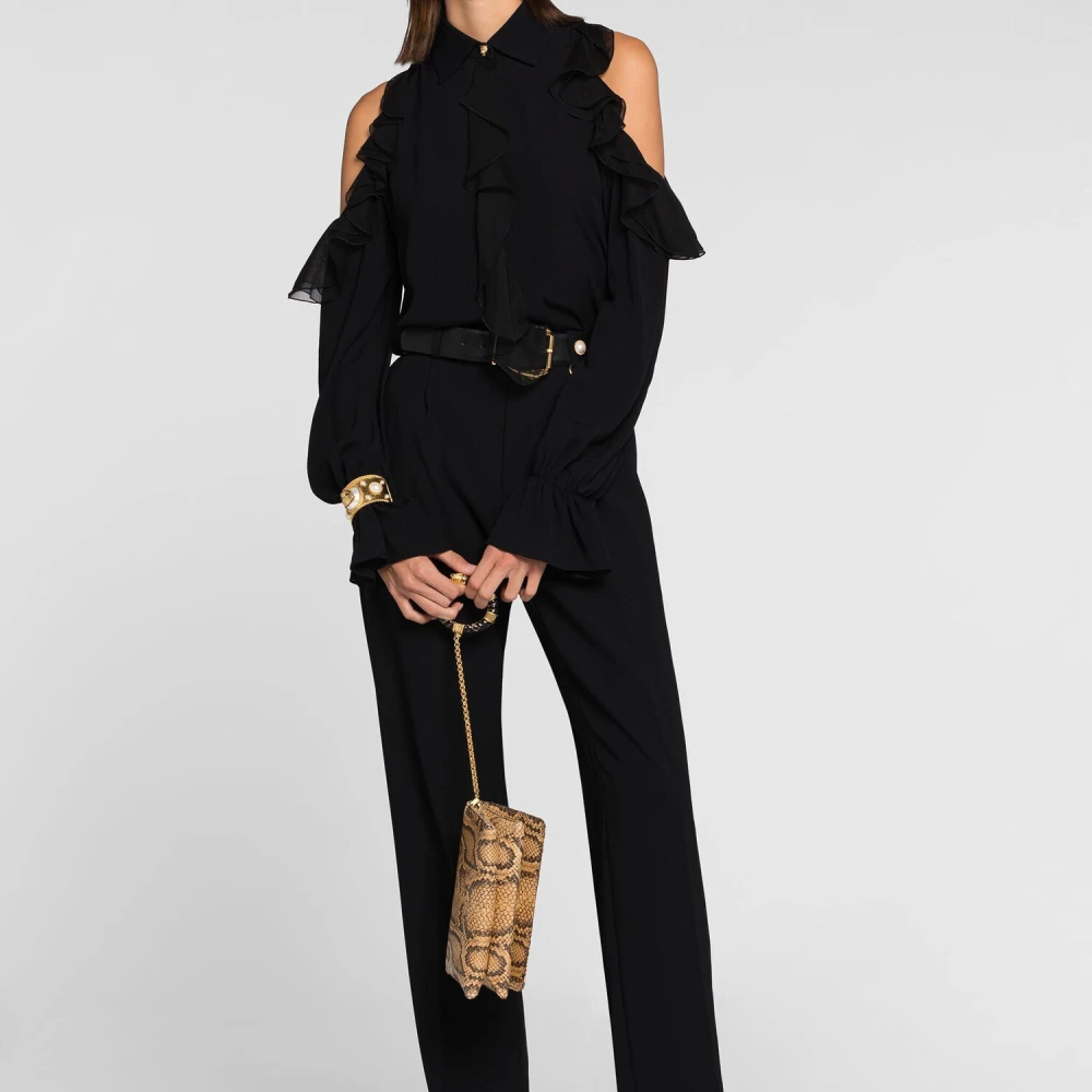 Roberto Cavalli Op maat gemaakte Tiger Tooth Broek Black Dames