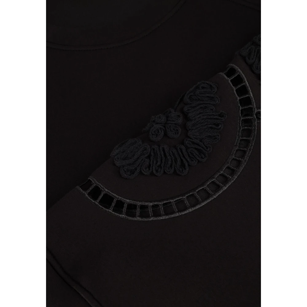 Object Zwarte Sweatjurk met Broderiedetails Black Dames