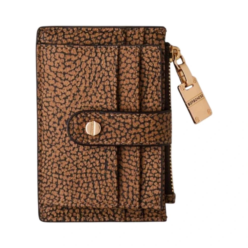 Borbonese Women's Brown Wallets & Cardholders, One Size, Portacarte In Graffiti Con Bottoncino E Zip