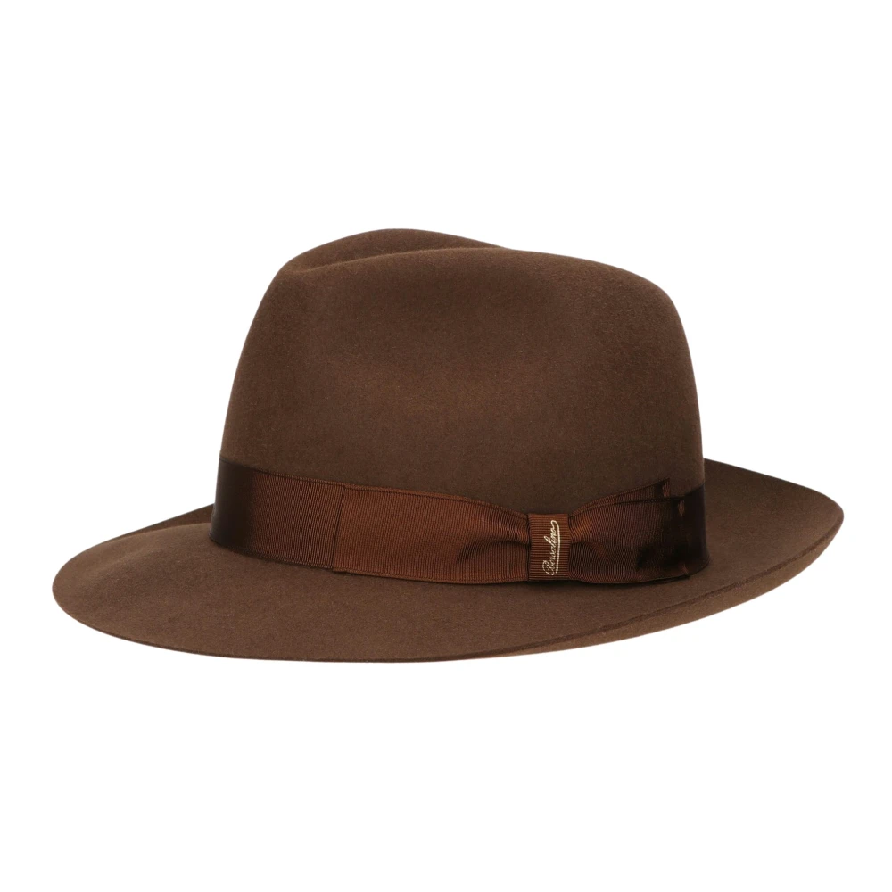 Borsalino Vilt Medium Rand Hoed Brown Heren