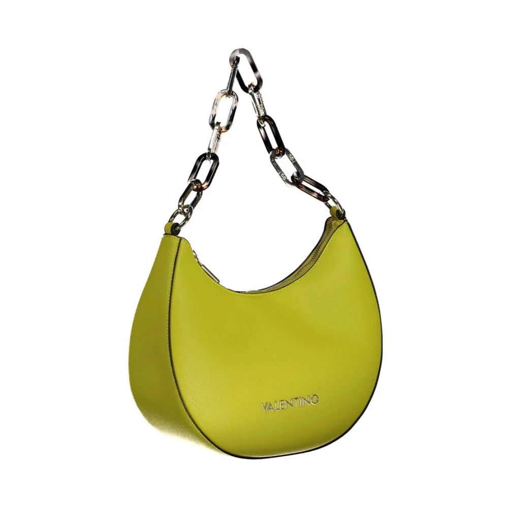 Valentino by Mario Valentino Gele Polyethyleen Schoudertas met Kettingriem Yellow Dames