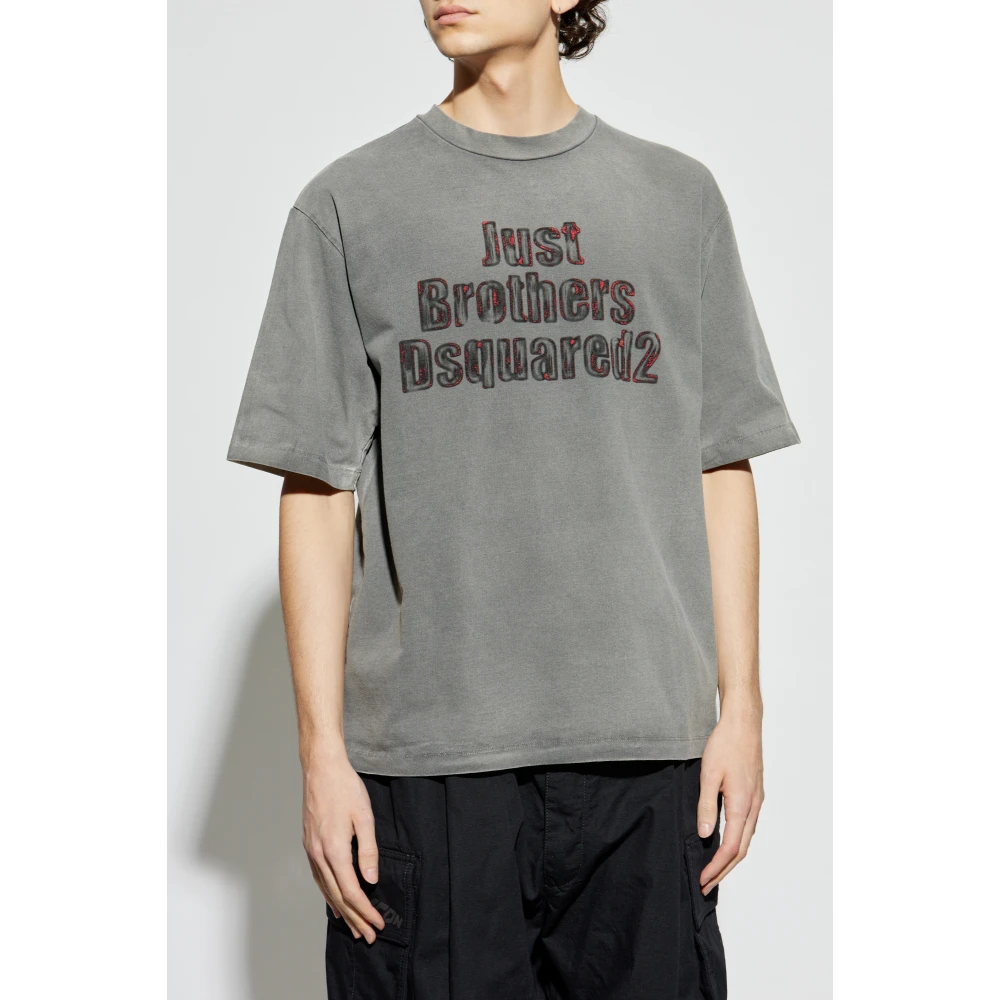 Dsquared2 T-shirt met logo Gray Heren