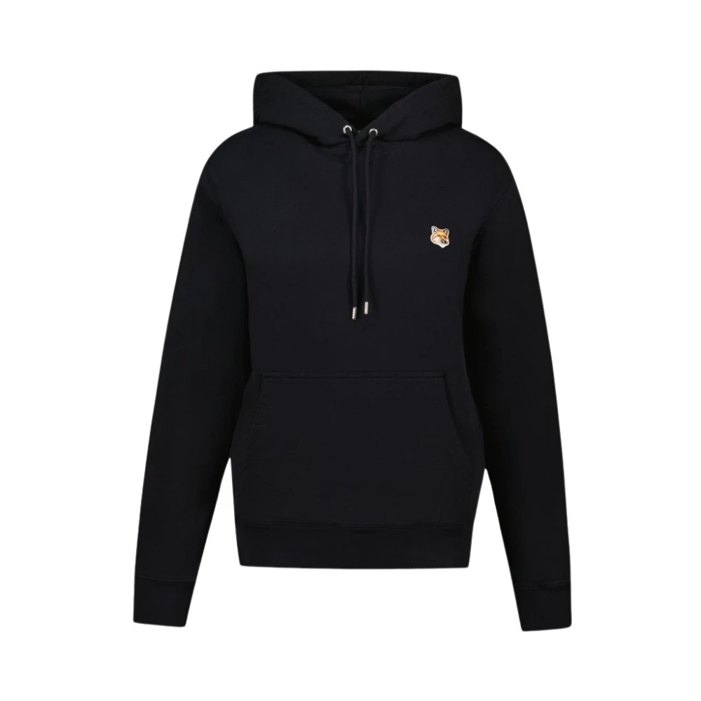 Maison Kitsuné Zwarte Fox Head Patch Hoodie Katoen Black Heren