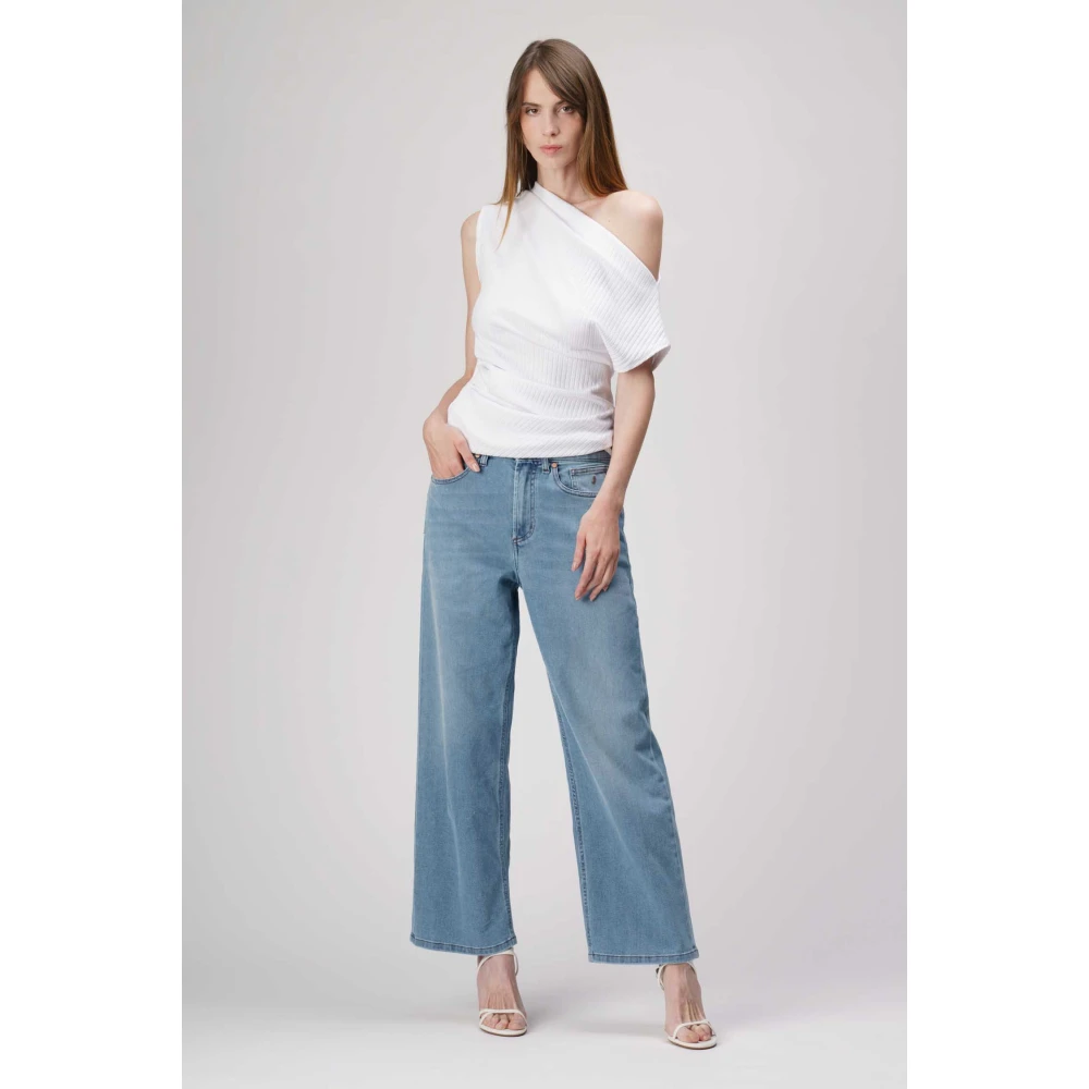 Jeckerson Jasmine Pantalone 5 zakken palazzo in denim tri-blend Blue Dames