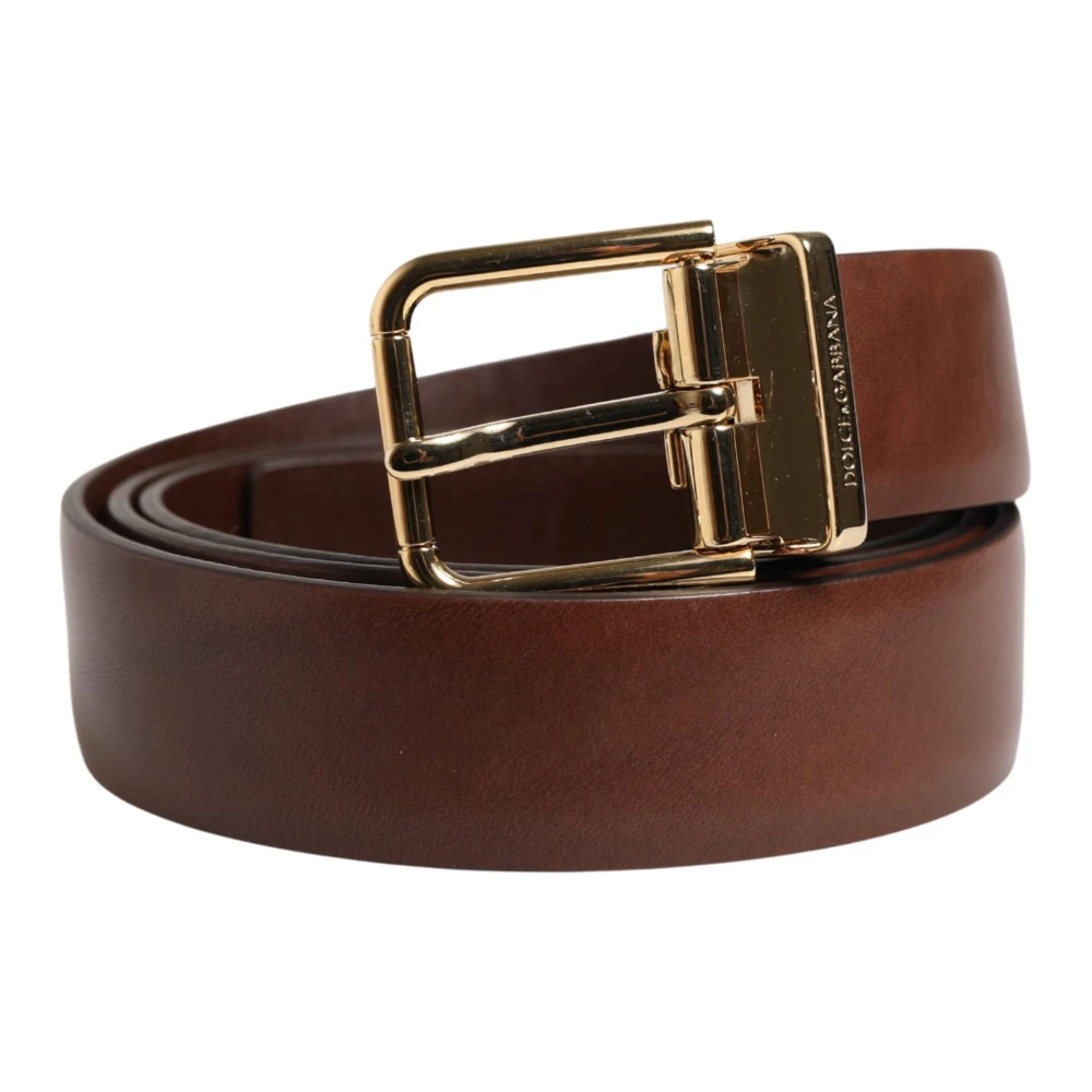 Dolce & Gabbana Men's Brown Belts, One Size, Classic Leather Metal Buckle Belt