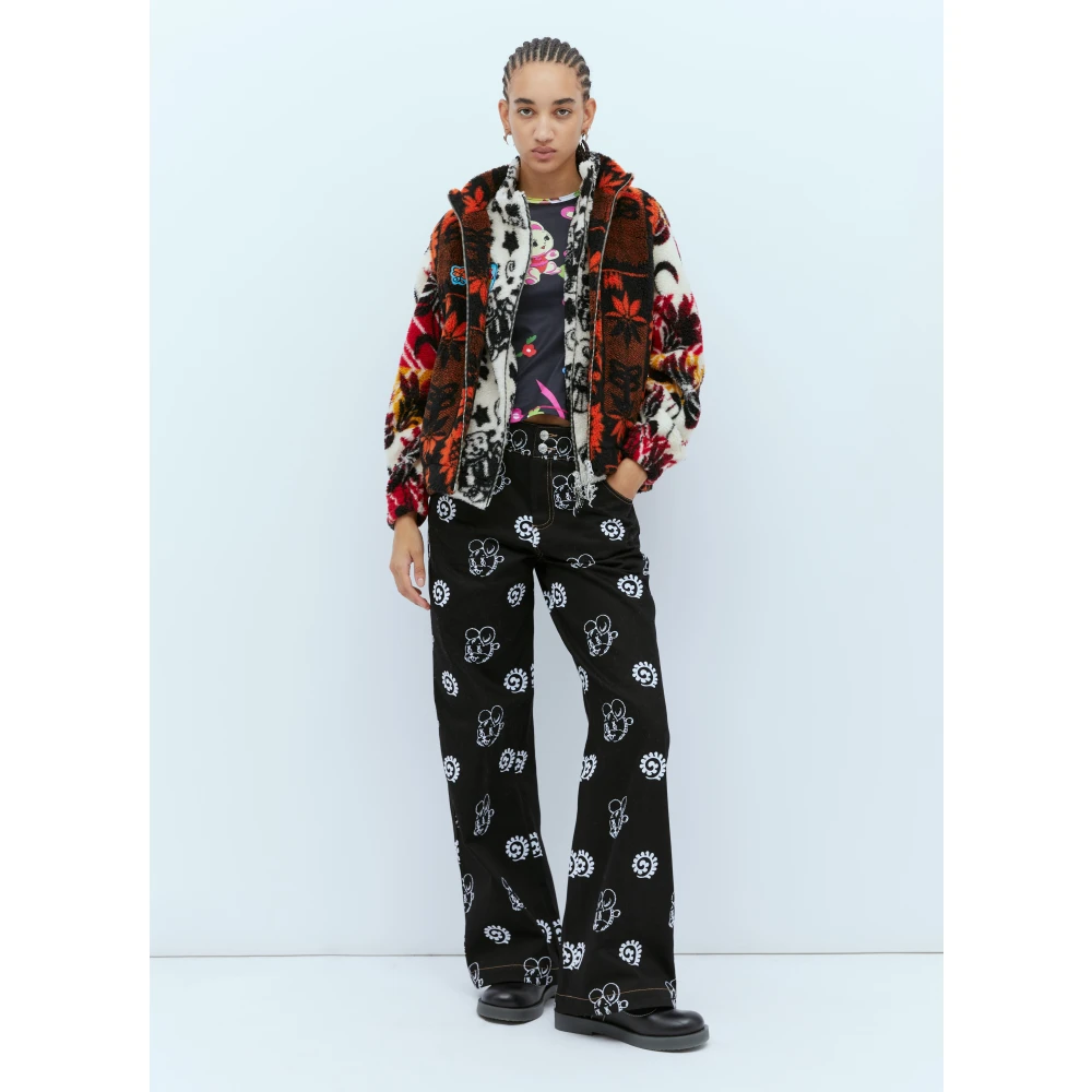 Chopova Lowena Sunflower Soft-Fleece Vest met Ritssluiting Orange Dames