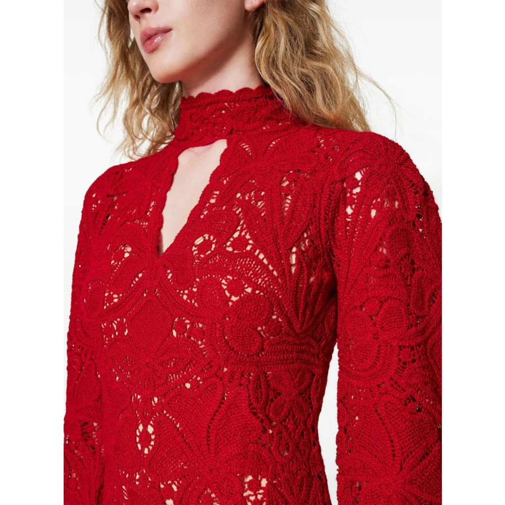 Twinset Rode Wollen Jurk Aw24 Red Dames