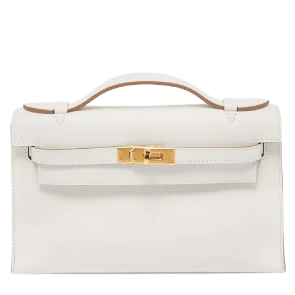 Hermès Vintage Pre-owned Leather clutches White Dames