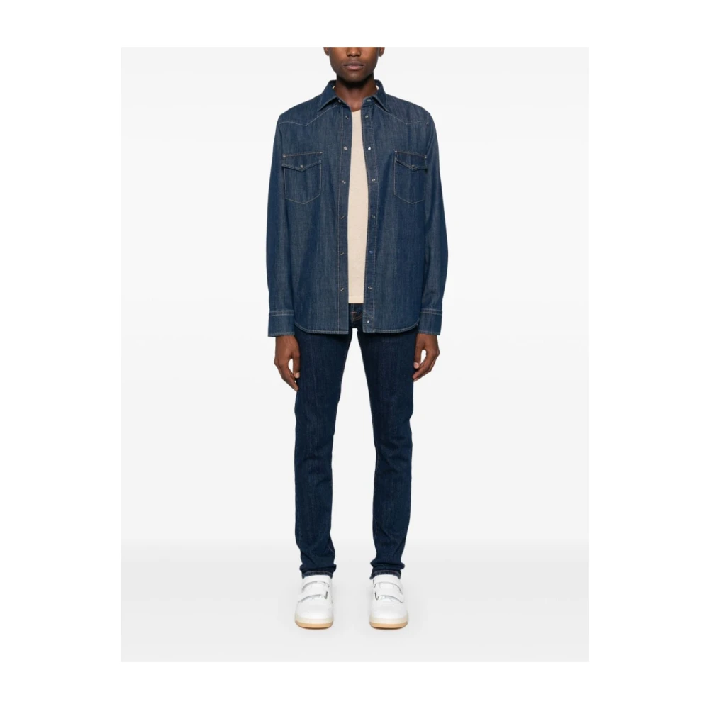 Jacob Cohën Denim Katoenen Overhemd Blauw Mannen Blue Heren