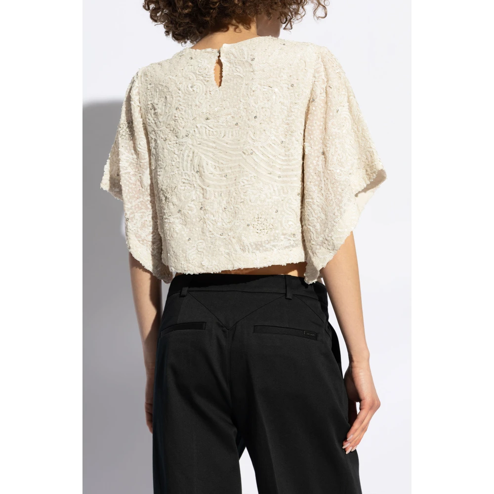 AllSaints Top Ivy Emb Beige Dames