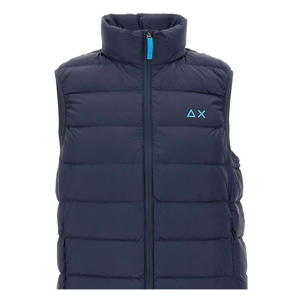 Sun68 Blauwe Donsvest met Logoprint Blue Heren