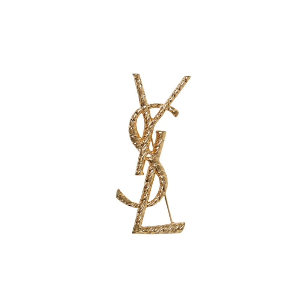 Saint Laurent Women's Gold Rope Logo Brooch