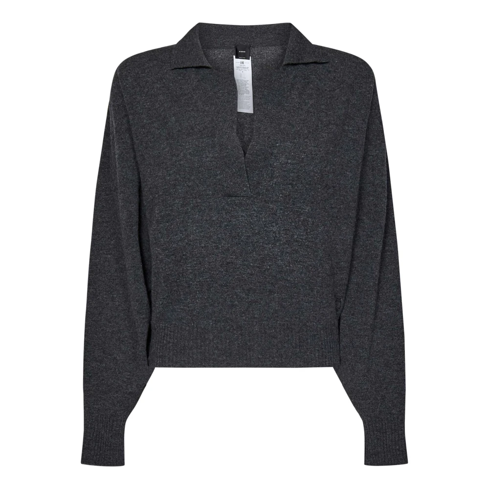 Pinko Grijze V-hals Wol Kasjmier Trui Gray Dames