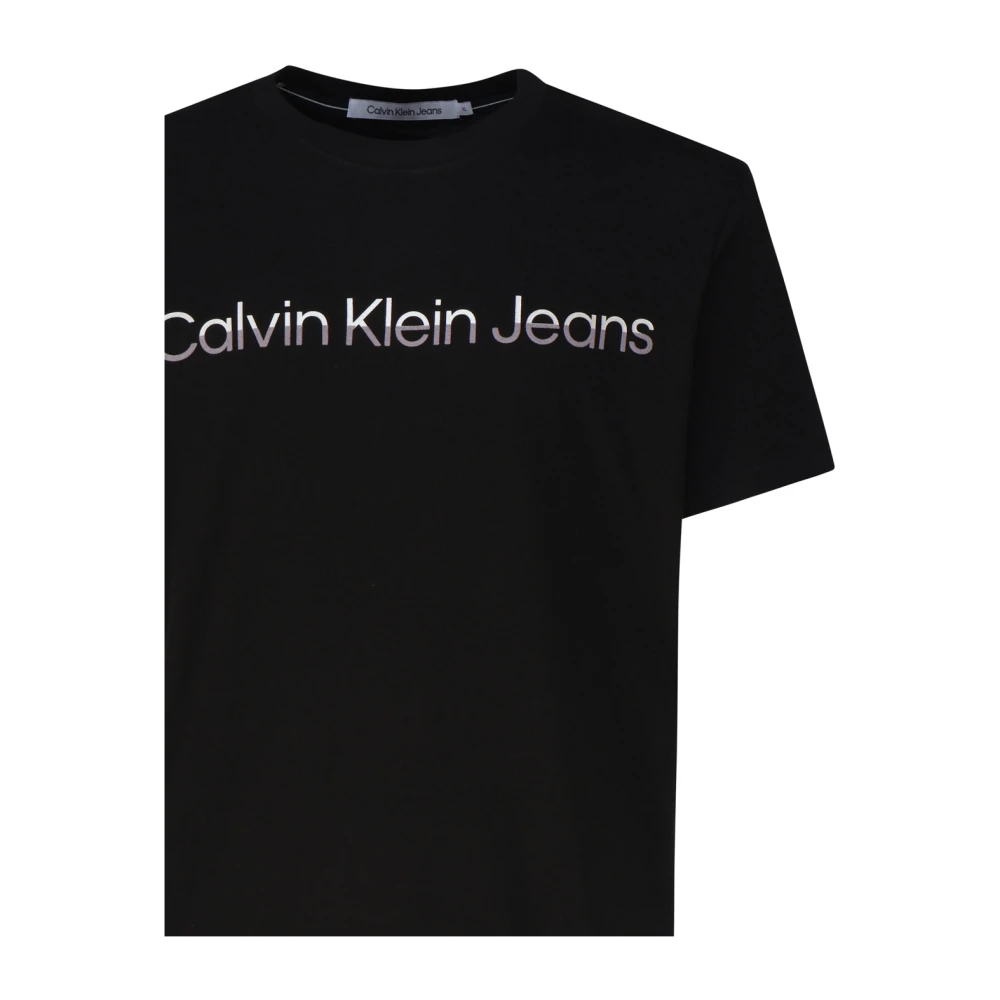 Calvin Klein Zwarte Katoenen T-shirt met Logo Black Heren