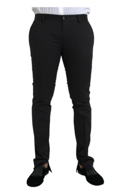 Svarta Bomull Stretch Skinny Klänning Byxor