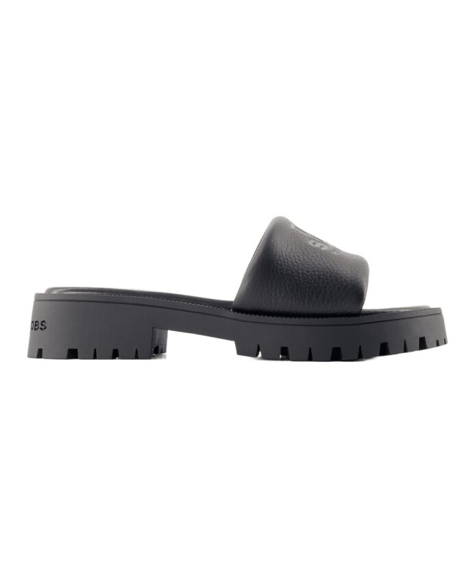 black-leather-slip-on-sandals