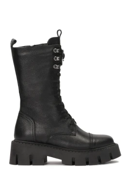 Läder ankelboots med hög skaft