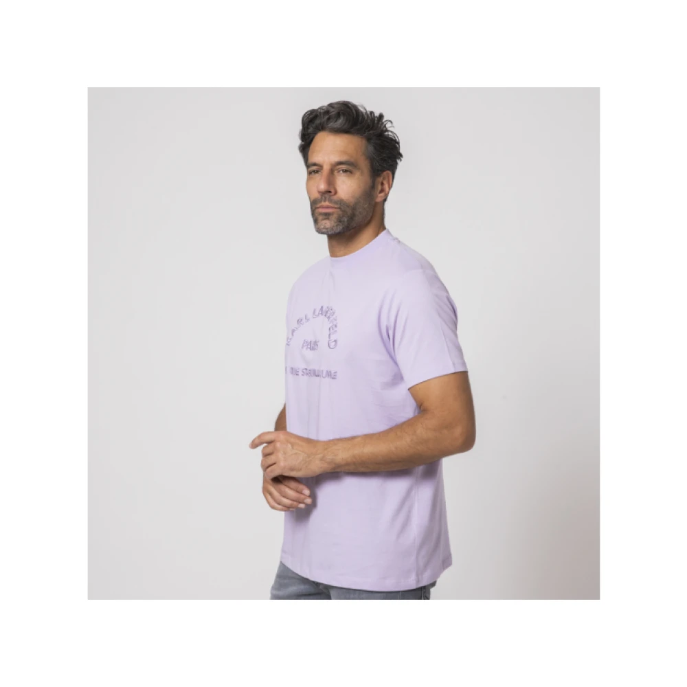 Karl Lagerfeld Mauve T-shirt met korte mouwen en stretch kraag Purple Heren