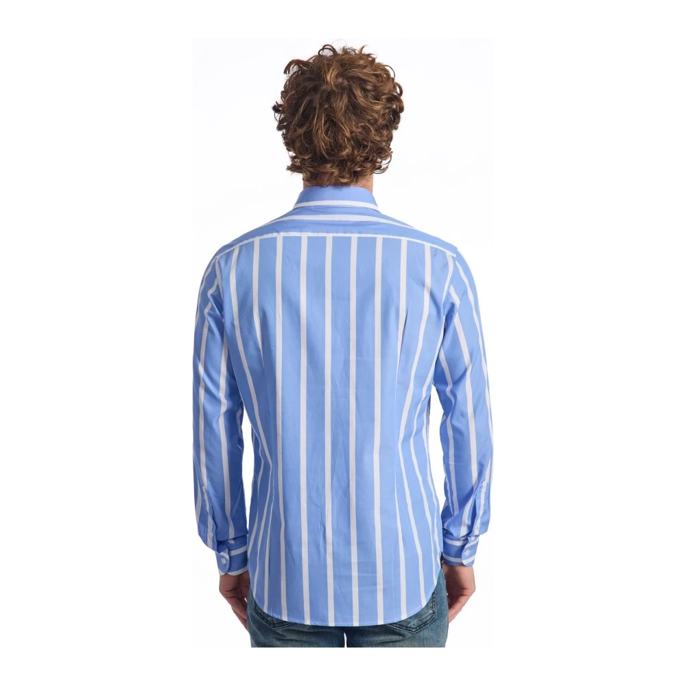 Baldinini Elegante Gestreepte Shirt Slim Fit Blue Heren
