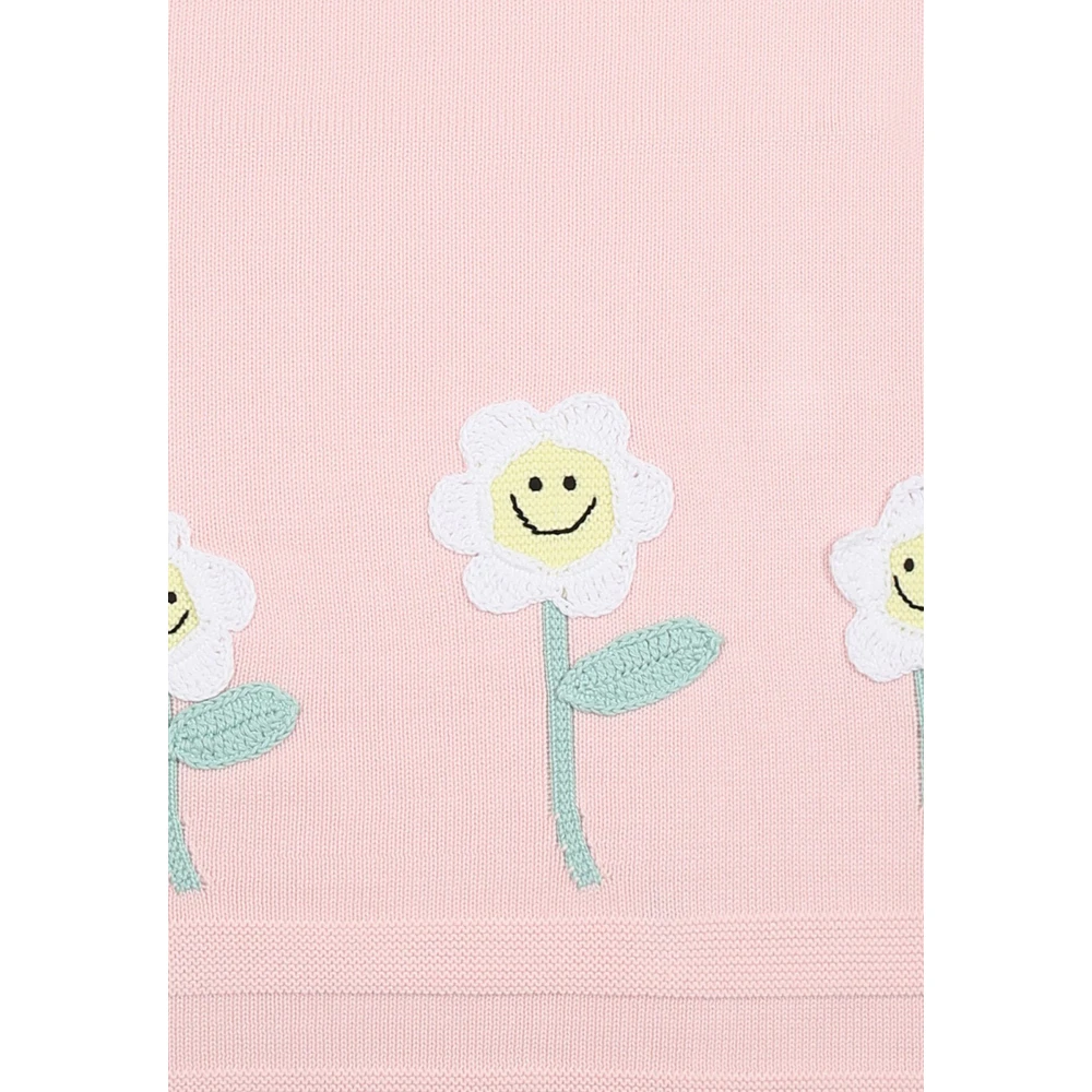 Stella Mccartney Roze Gebreid Katoenen Deken met Bloemen Pink Dames