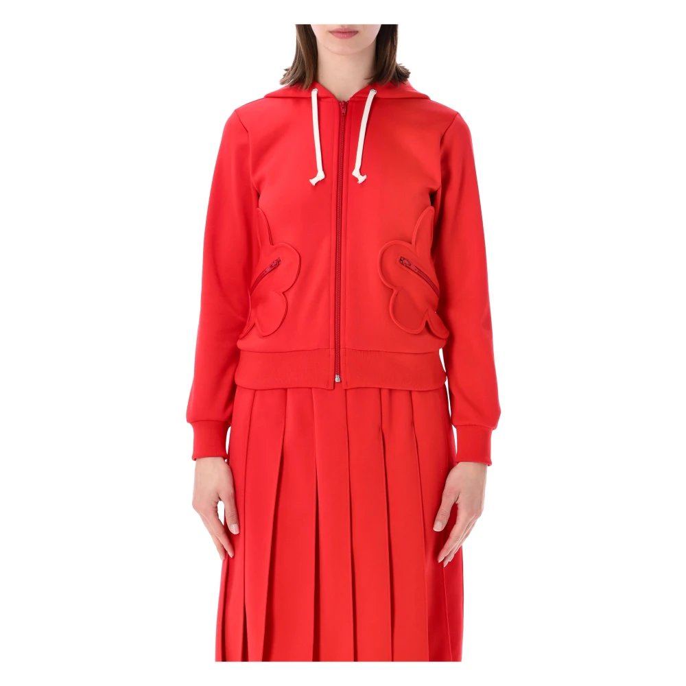 Comme Des Garçons Women's Red Zip-Throughs, M, Fleece Zip