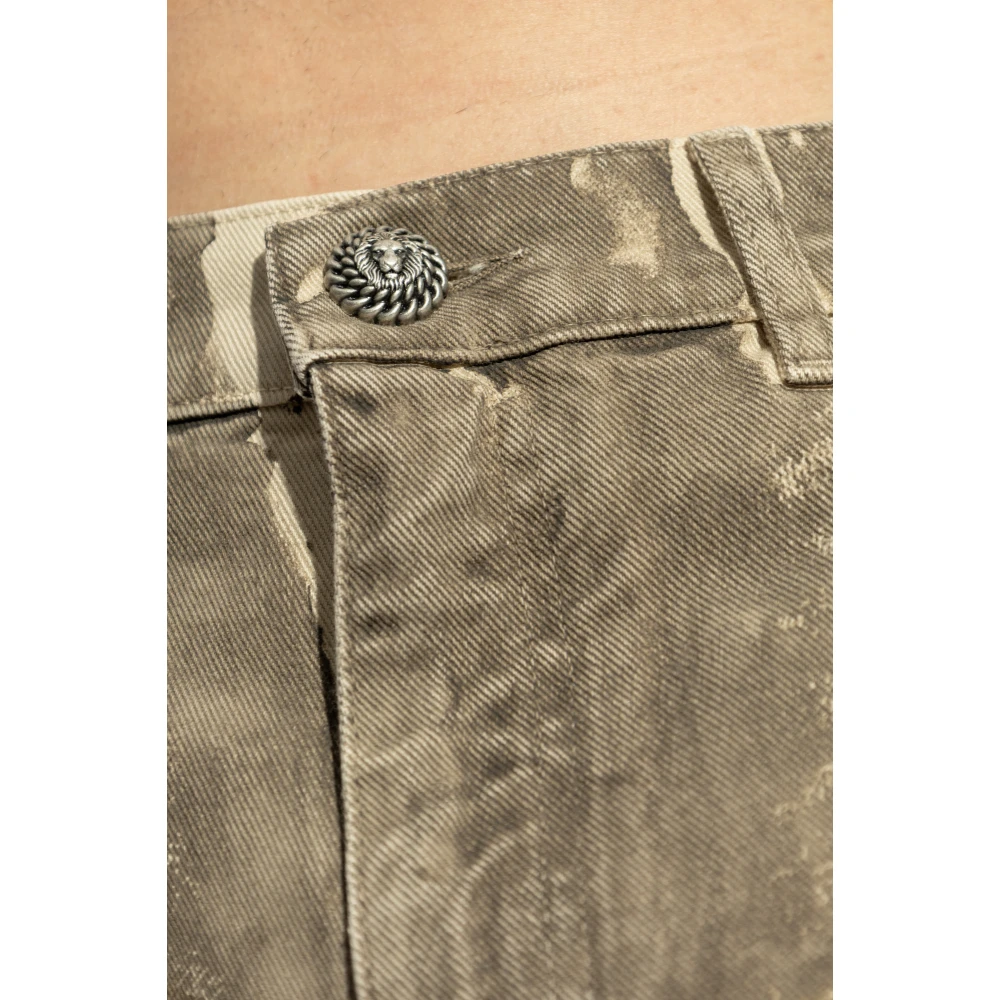 Balmain Washed Straight-Leg Jeans Beige Heren