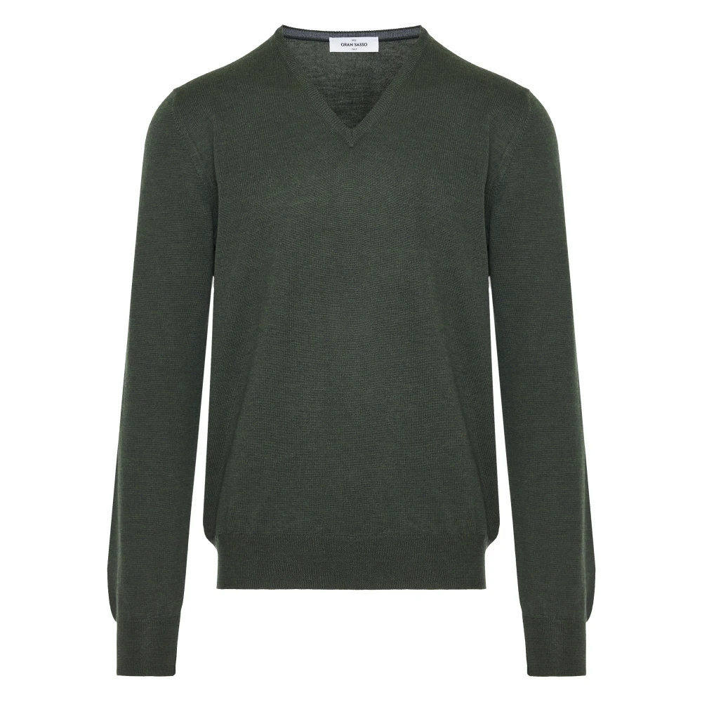 Gran Sasso Wol V-hals Gebreide Kleding Gemaakt in Italië Green Heren