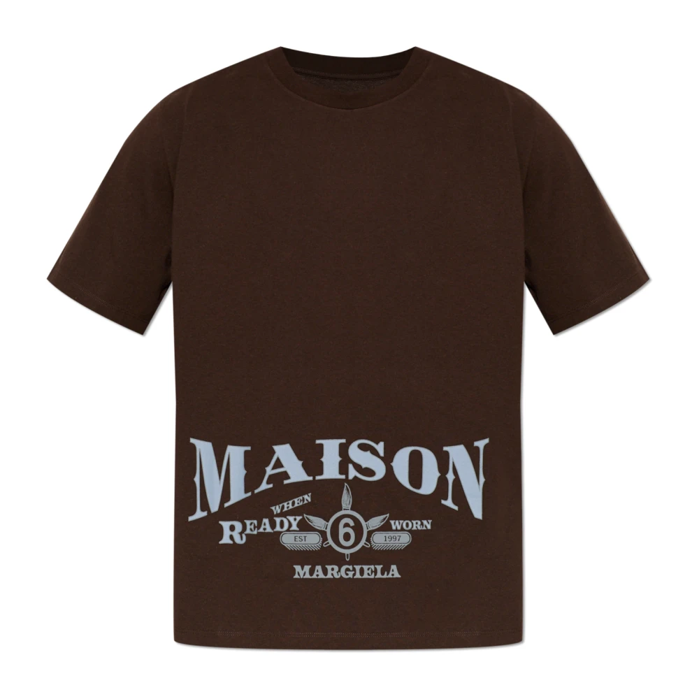 Mm6 Maison Margiela T Shirt Imprimé Homme Tops Brun Xl