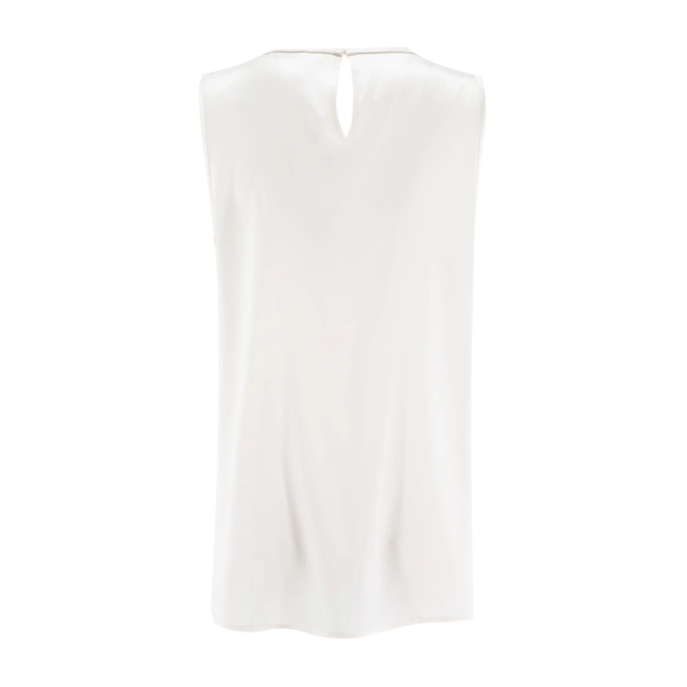 PESERICO Zijden Top met Luminous Ketting White Dames