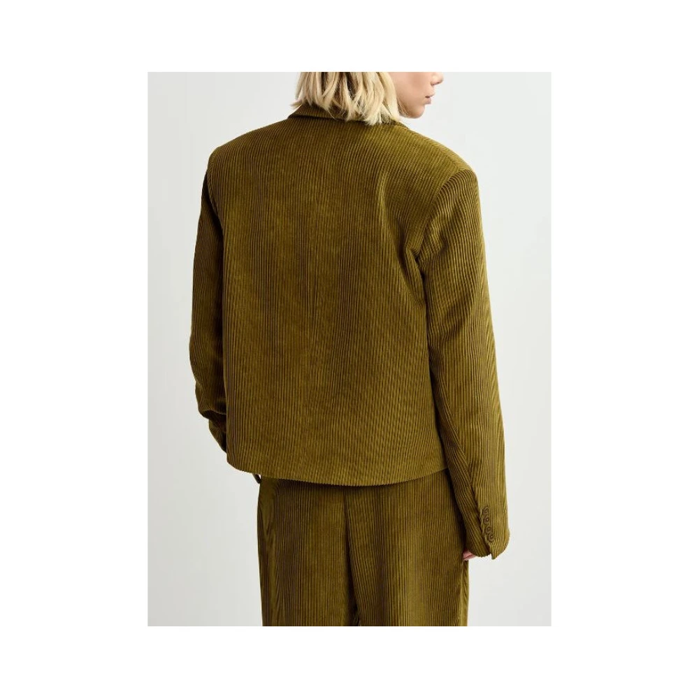 Essentiel Antwerp Ribfluwelen Oversized Korte Blazer Green Dames