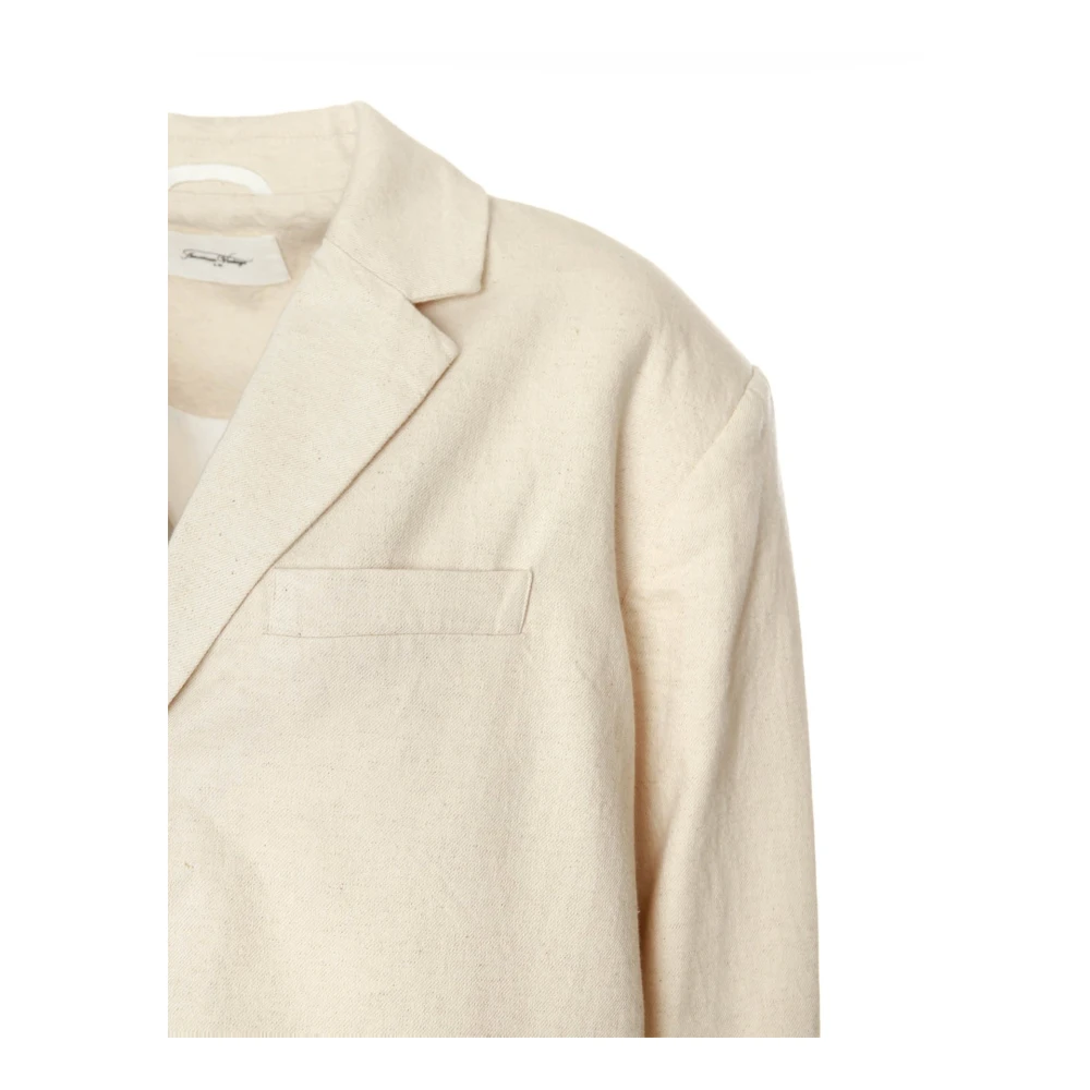 American vintage Klassieke Blazer met Brede Revers Beige Dames