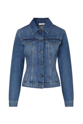 Stentvättad denimjacka med snörning i ryggen