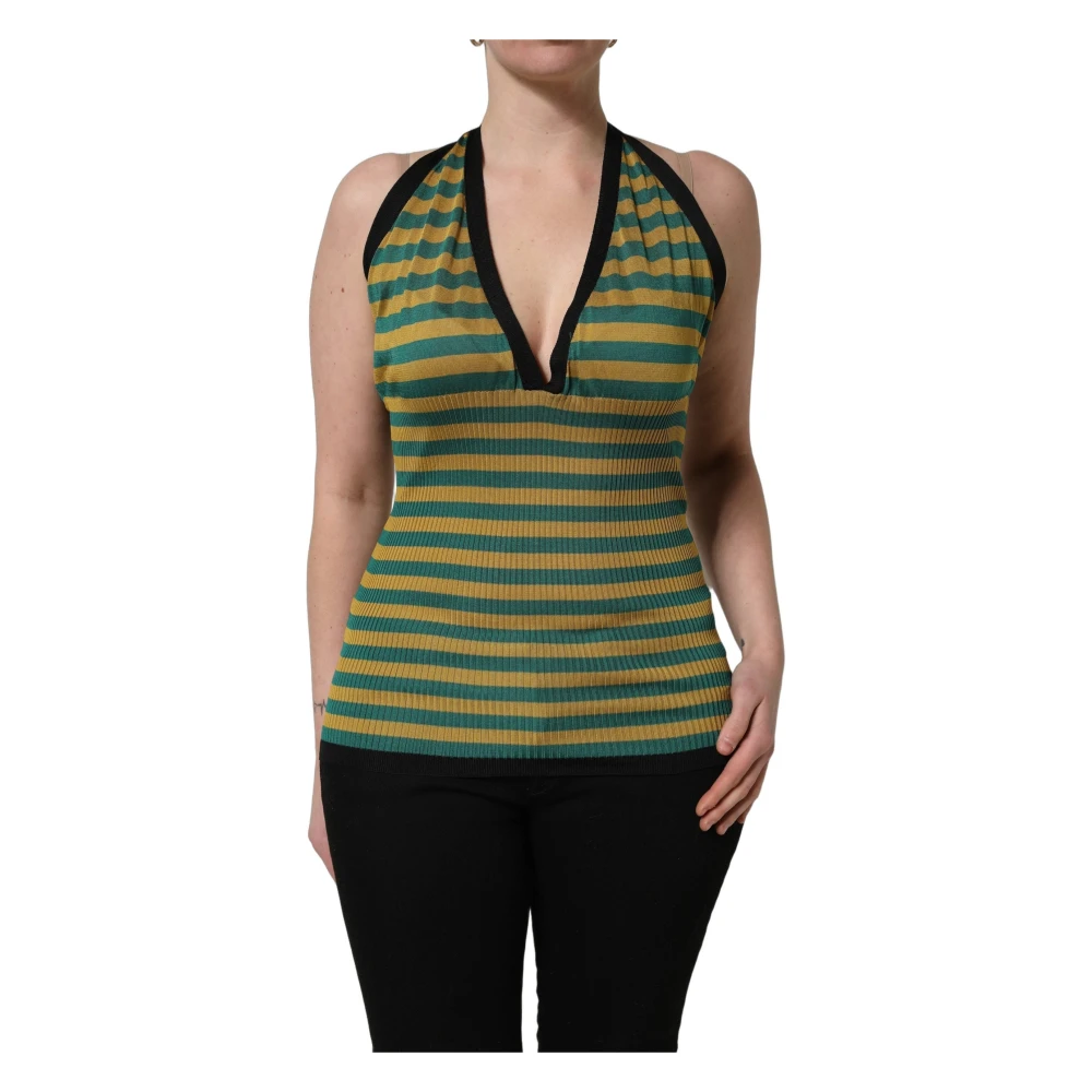 Dolce & Gabbana Multicolor Stripes Wool Knit Halter Tank Top - IT40|S - Image 2