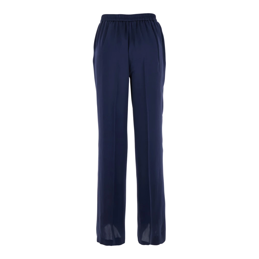 Momoni Donkerblauwe Zijden Elastische Taillebroek Blue Dames
