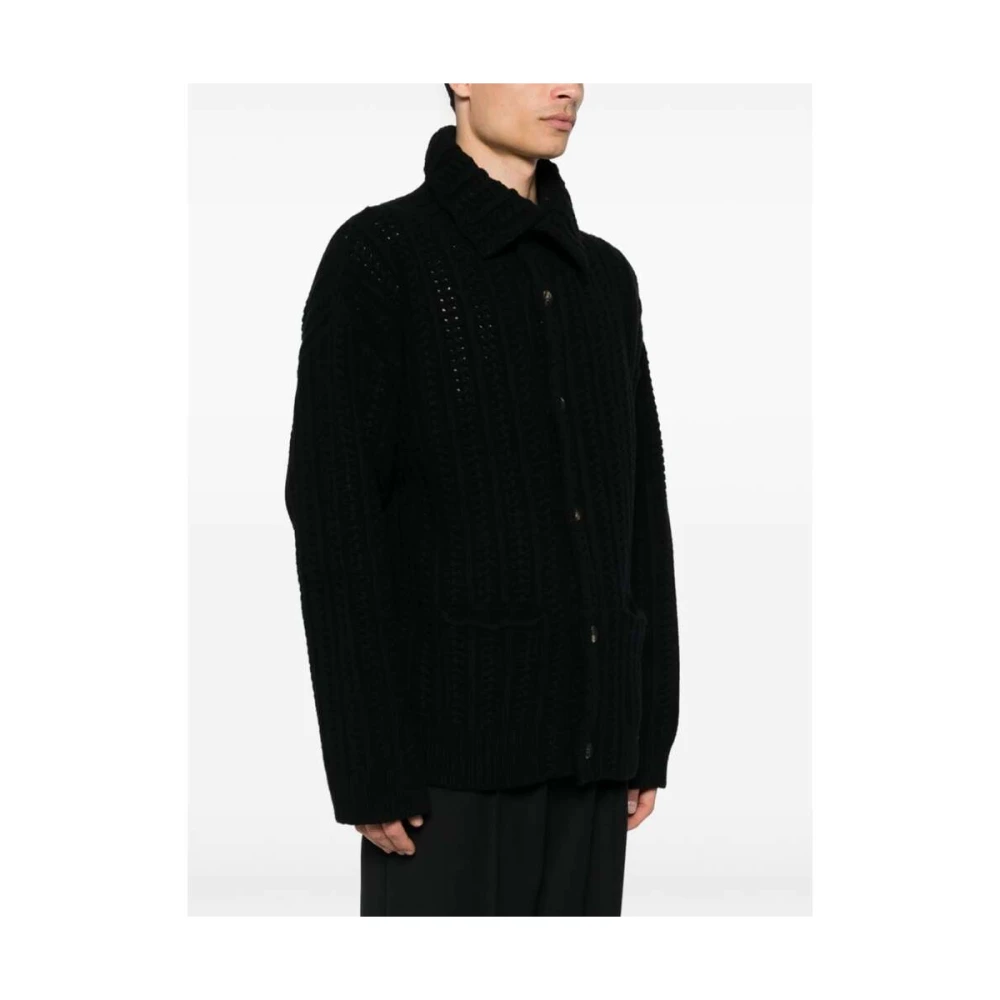 Laneus Grof Gebreide Zwarte Trui Black Heren