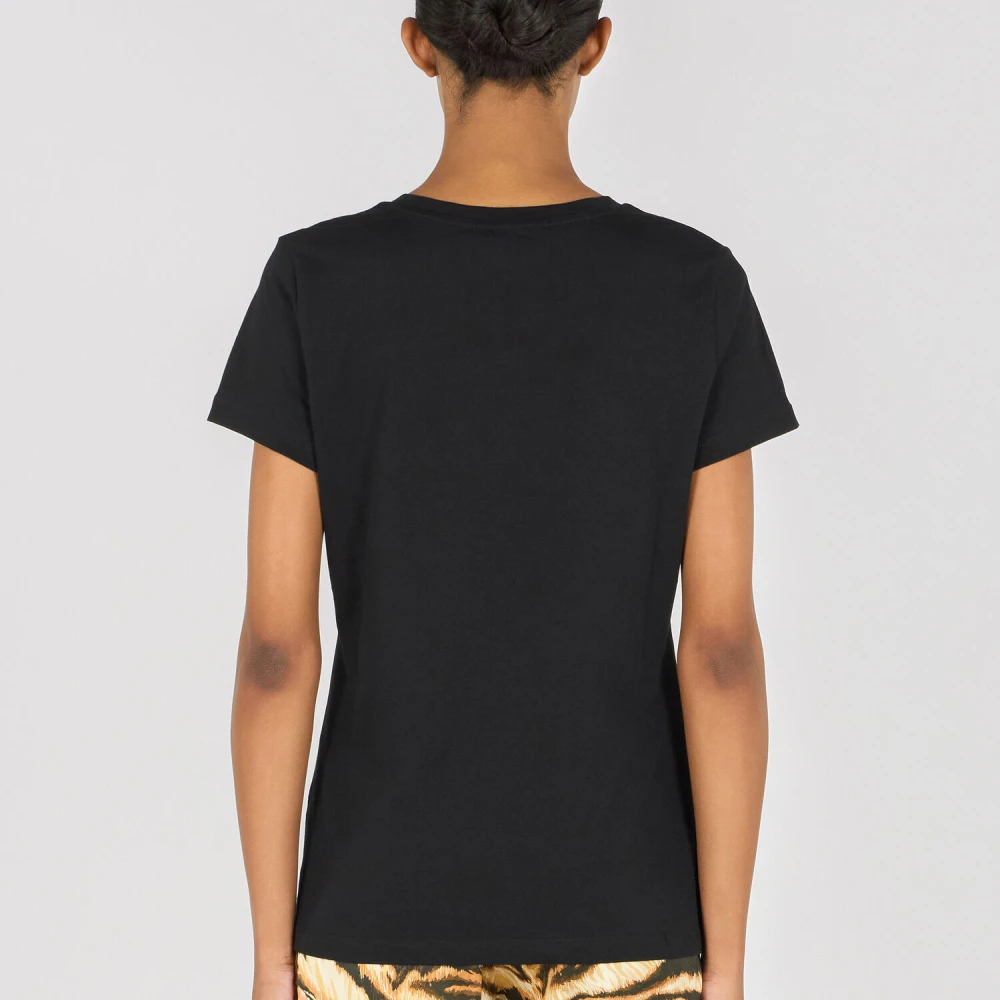 Roberto Cavalli T-shirt met opdruk en ronde hals Black Dames