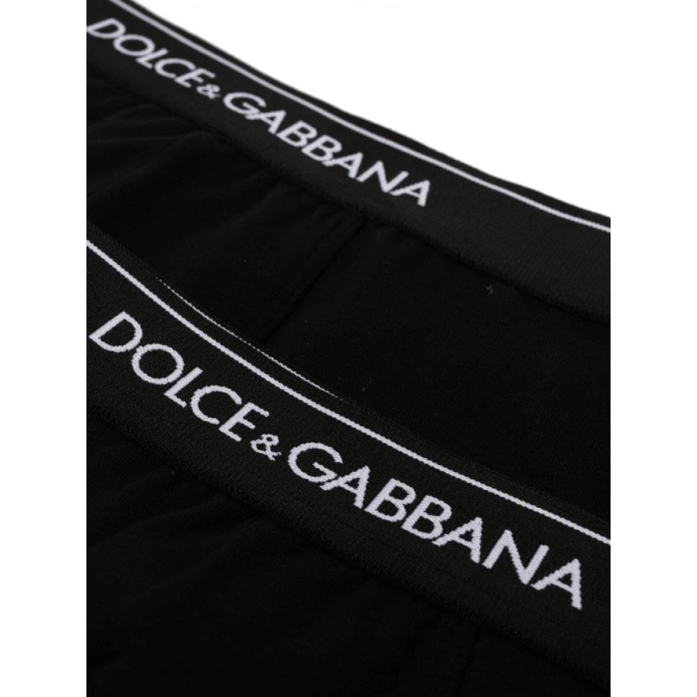 Dolce & Gabbana Logo-Taille Katoenen Boxershorts (Set van Twee) Zwart Black Heren