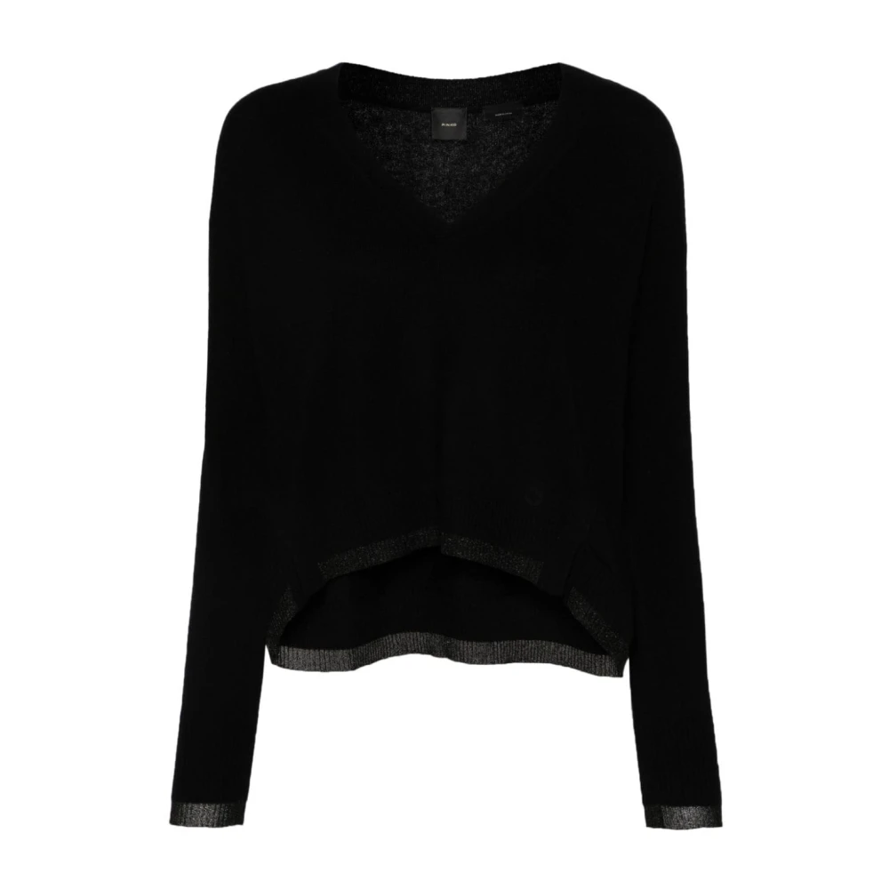 Pinko Zwarte Wol-Kasjmier Trui Love Birds Black Dames