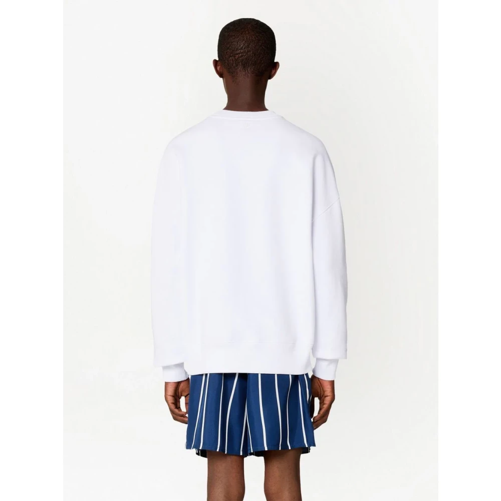 Ami Paris Witte katoenen crewneck sweater White Heren