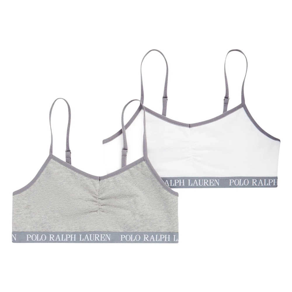 Ralph Lauren Girls Gray Underwear,, Solid 2 Pack Bralettes Set In Grey Size 8 Y
