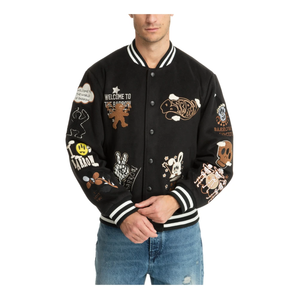 Barrow Abstract Multicolor Bomberjack met Drukknoopsluiting Black Heren