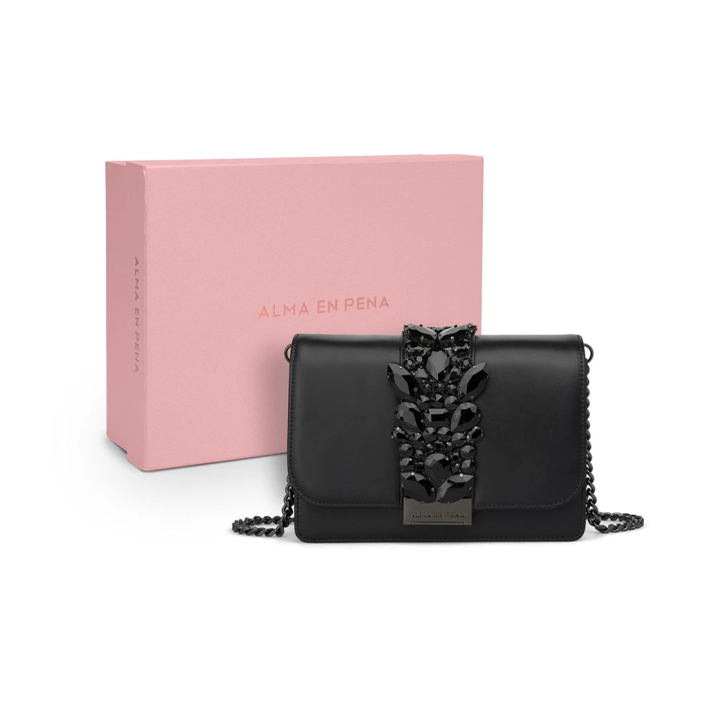 Alma en Pena Rhinestone clutch tas Black Dames