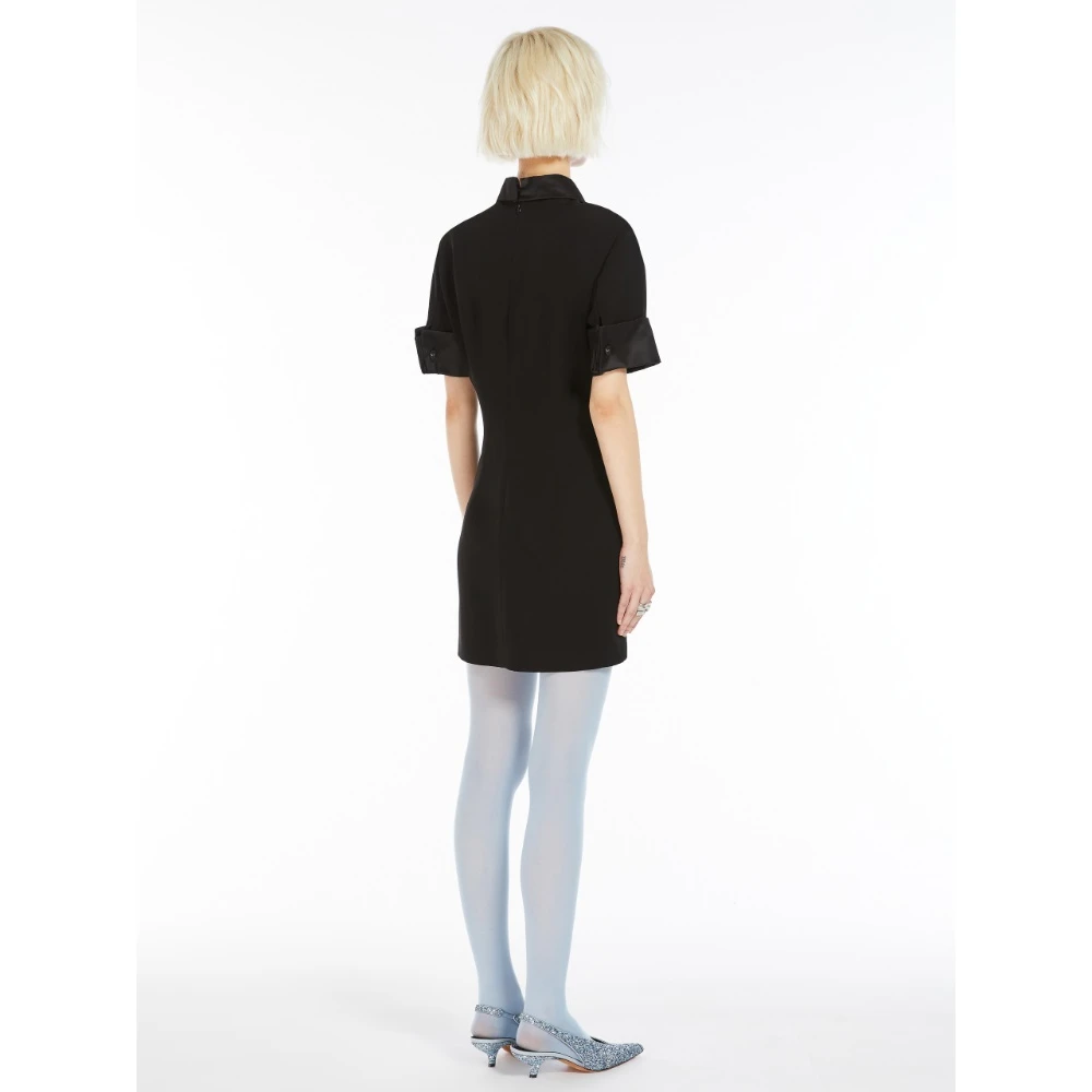 SPORTMAX Zwarte Mini-jurk met Satijndetails Black Dames