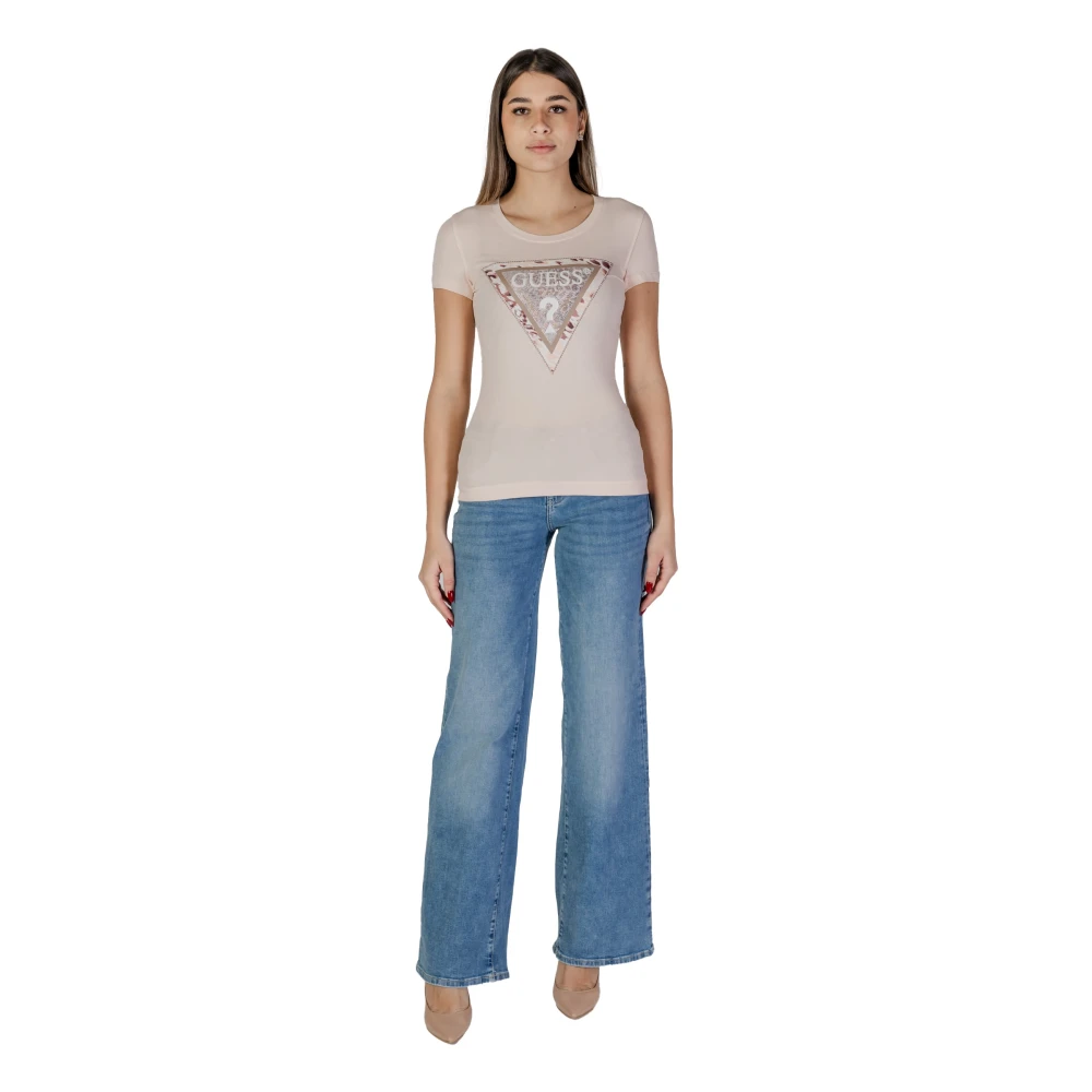Guess Korte Mouw T-shirt Lente Zomer Collectie Pink Dames