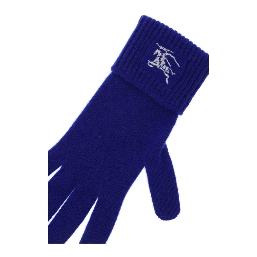 Burberry Cashmere Gebreide Handschoenen met Equestrian Knight Design Blue Heren