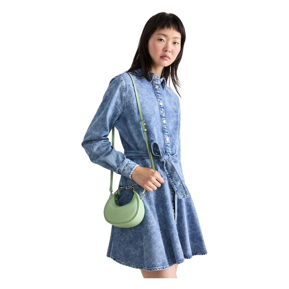 Tommy Hilfiger Denim Chambray Jurk Lange Mouwen Blue Dames