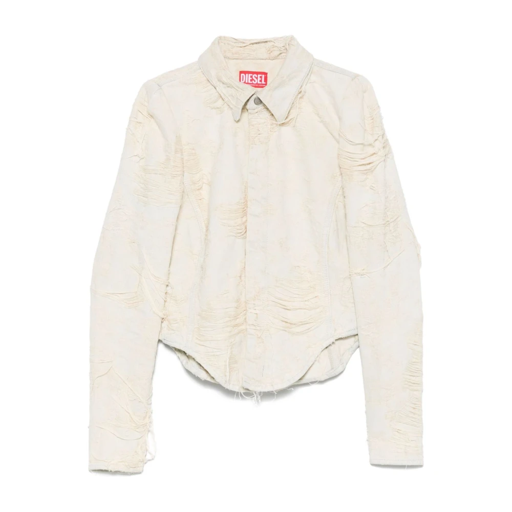 Diesel Overhemd met versleten effect en lange mouwen Gray Dames